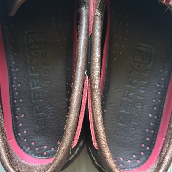 Sperry Top Sider Boat Shoes Leather Loafer Deck Dark Brown Red Sole Mens Size 10 - Picture 3 of 8